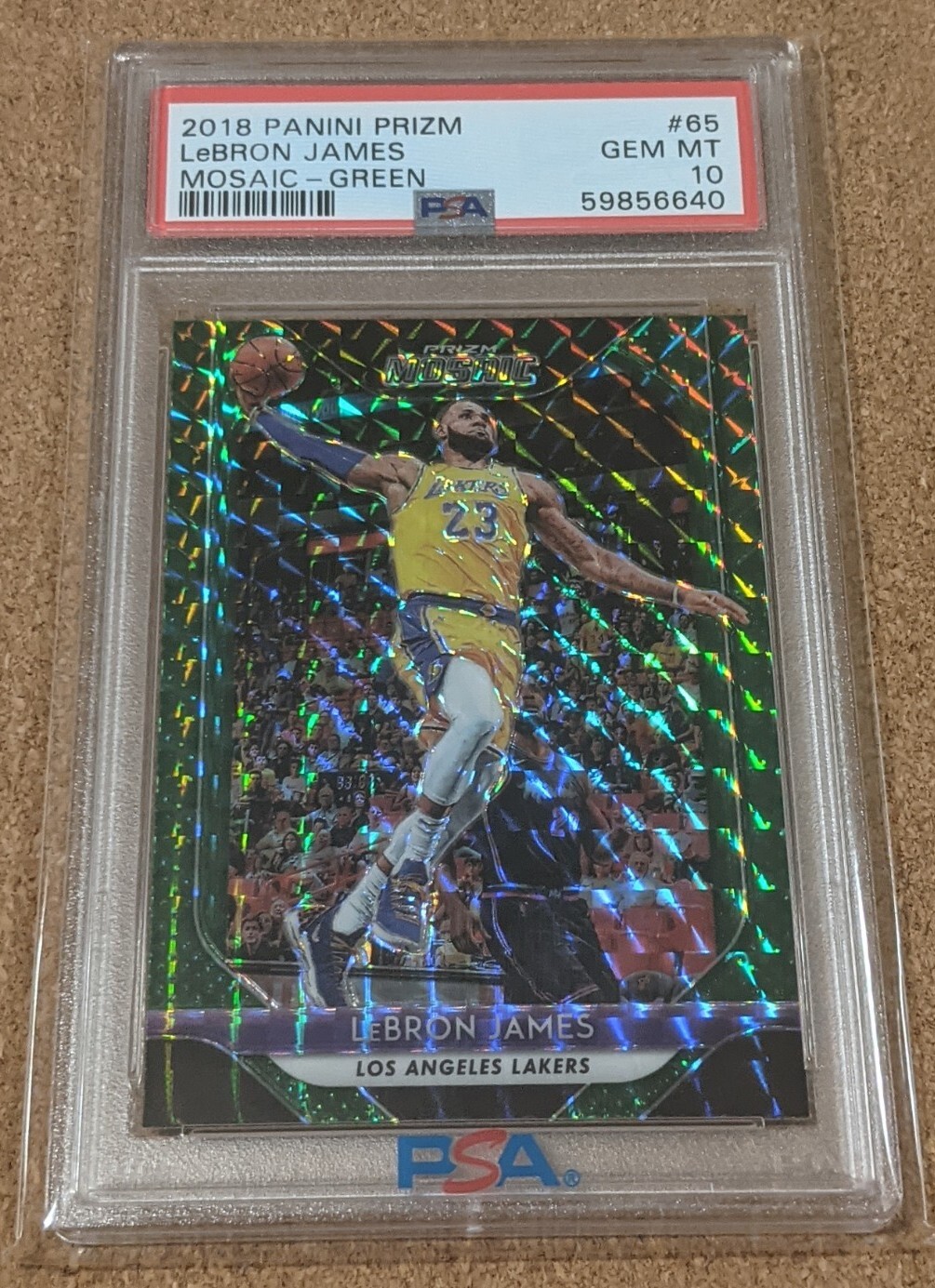 2018-19 PRIZM MOSAIC 🏀 LEBRON JAMES GREEN REFRACTOR PSA 10 LAKERS SP 🔥