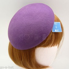 CLASSIC Wool Felt Women Fascinator Beret Ladies Pillbox Hat Plain DIY  Purple