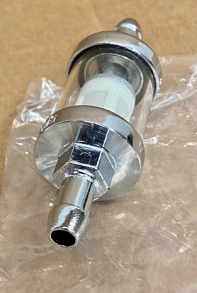 FF516 Kleer Fuel Filter 5/16" Chrome Custom Chopper Motorcycle Universal (113 - Image 4 of 4