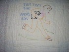 46"x36" Vintage Hand Quilted & Embroidered Baby Nursery Rhyme Quilt — photo 8