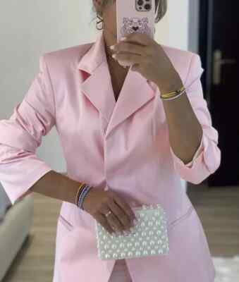 M NWT ZARA SATINE FFECT BLAZERPINK 8310/107|8312/107COCKTAILPARTY