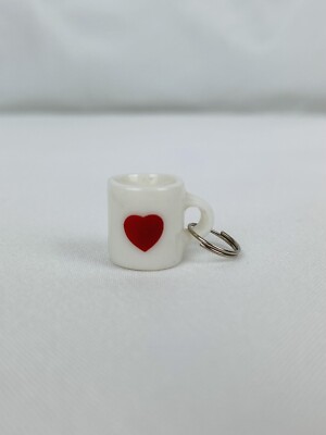 Miniature White Porcelain Coffee Mug Cup w/ Heart Charm Miniblings Germany