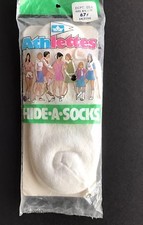 Vtg HIDE A SOCKS Combed COTTON NYLON BLEND Tennis PED Socks SZ 8.5-11 NEW white