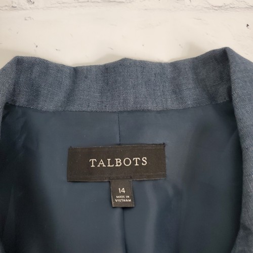 Talbots 100% Leinen Blazer Damen 14 blau offen gefüttert 3/4 Arm Freizeit Büro - Bild 4 von 12