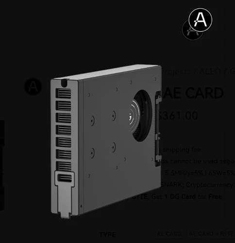 Goldshell AE CARD for BYTE - NIB SEALED - ALEO AE zKSNARK 5.5MHs Mining