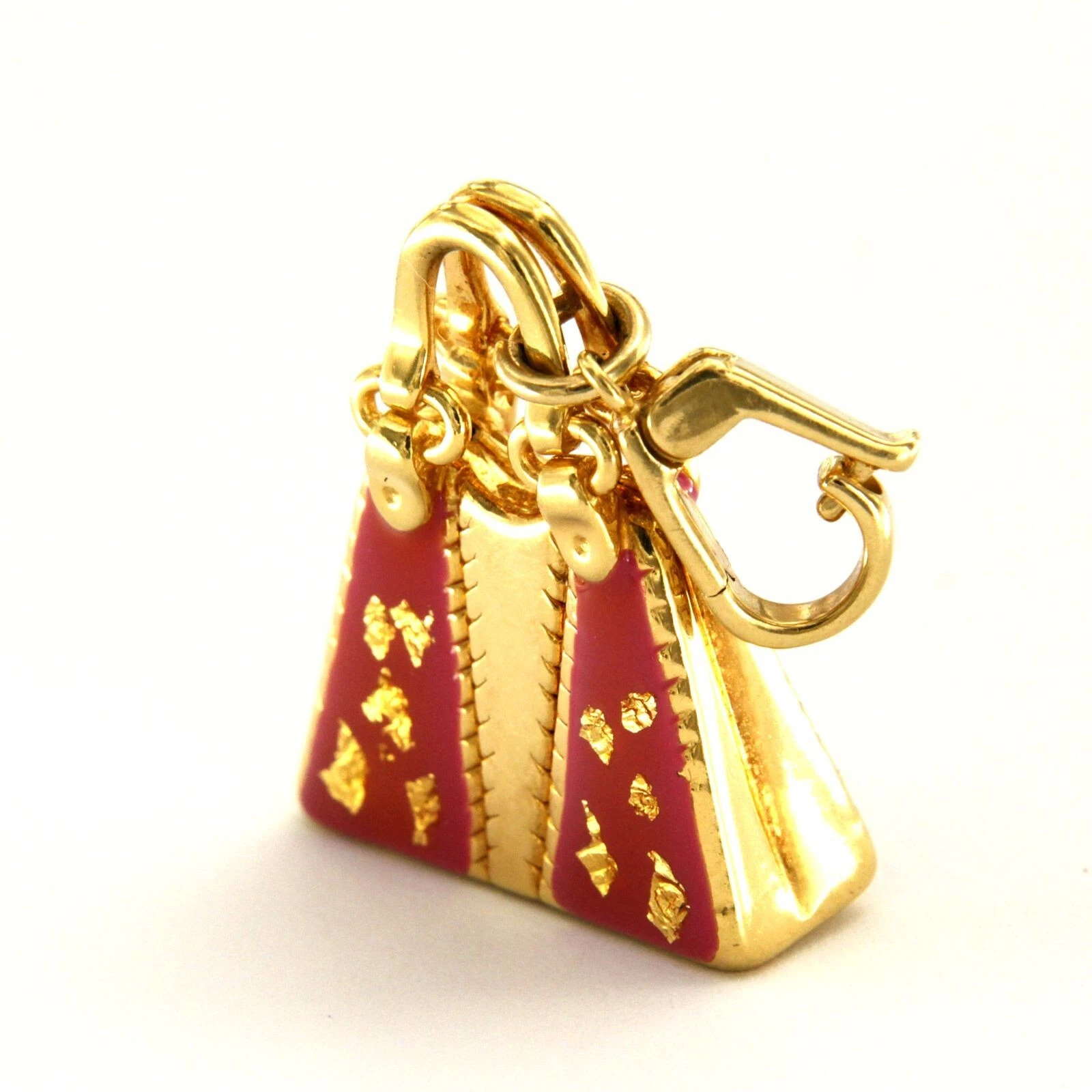 Rosato 18k charm ロサート 18カラット チャーム 18k 750 Real Yellow GOLD and ENAMEL 3d Purse Bag Rosato