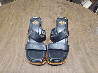 Women's Harley Davidson Black Flames  Wedge Platform Heels Size 9 1/2
