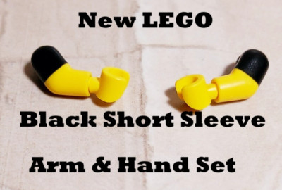 New LEGO Short Sleeve Black Arm Set Standard Yellow Hands Forearm Right Left Lot