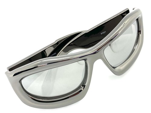 Übergroße Biker sportliche Rundum-SONNENBRILLE groß super dick grau chromgestell - Bild 5 von 6