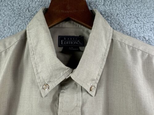Basic Editions Men's Long Sleeve Taupe Color Button Down Shirt Size L Large - Picture 4 of 10