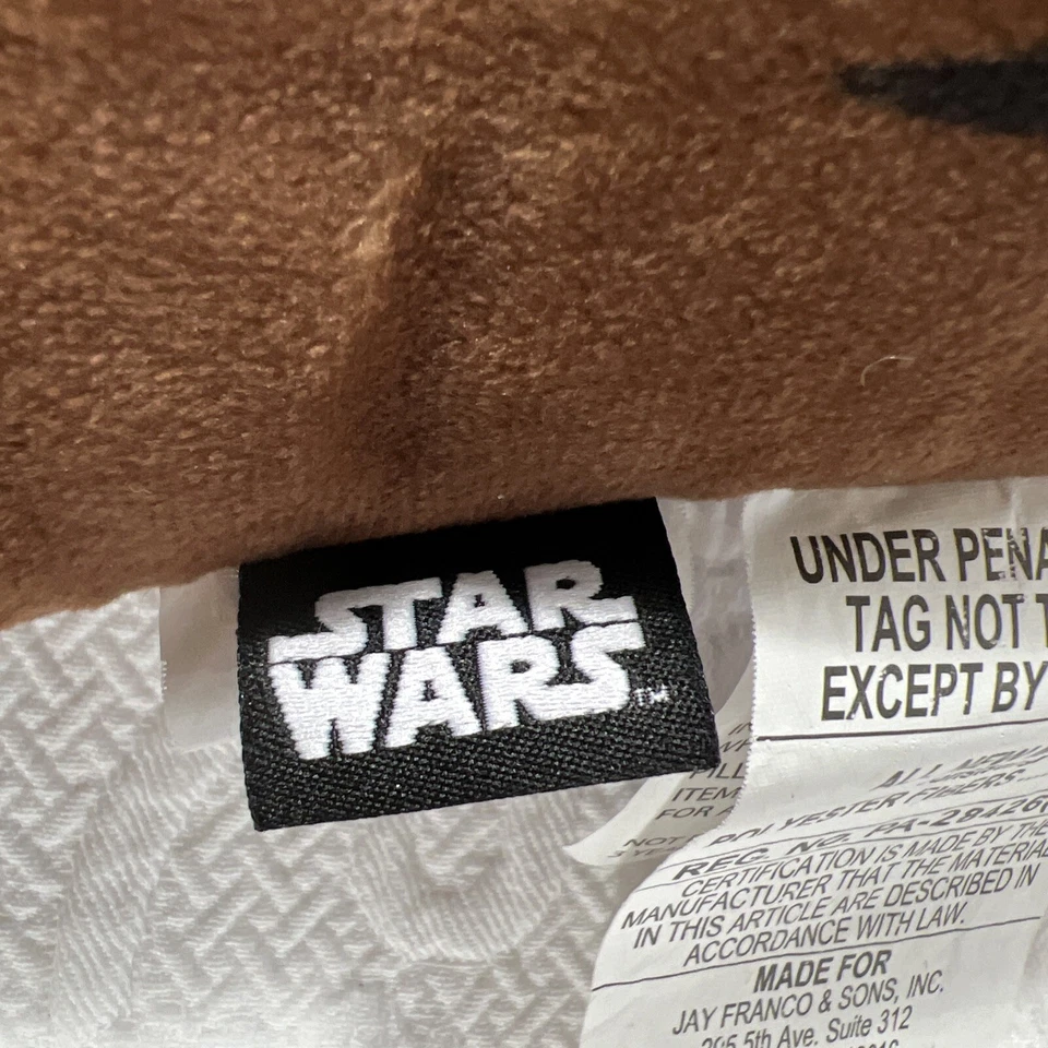 Travesseiro de veludo Star Wars Lucas Films Chewbacca cabeça EUA 10x13 alça de cinto marrom - Imagem 4 de 4