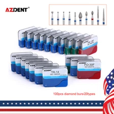 100pcs Dental Diamond Burs for High Speed Handpiece Medium 1.6mm Friction Grip