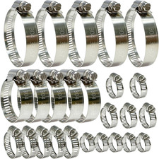 Stainless Steel Hose Clamps Assortment Kit, 25 Pieces Worm Gear Hose Clamp Adjus