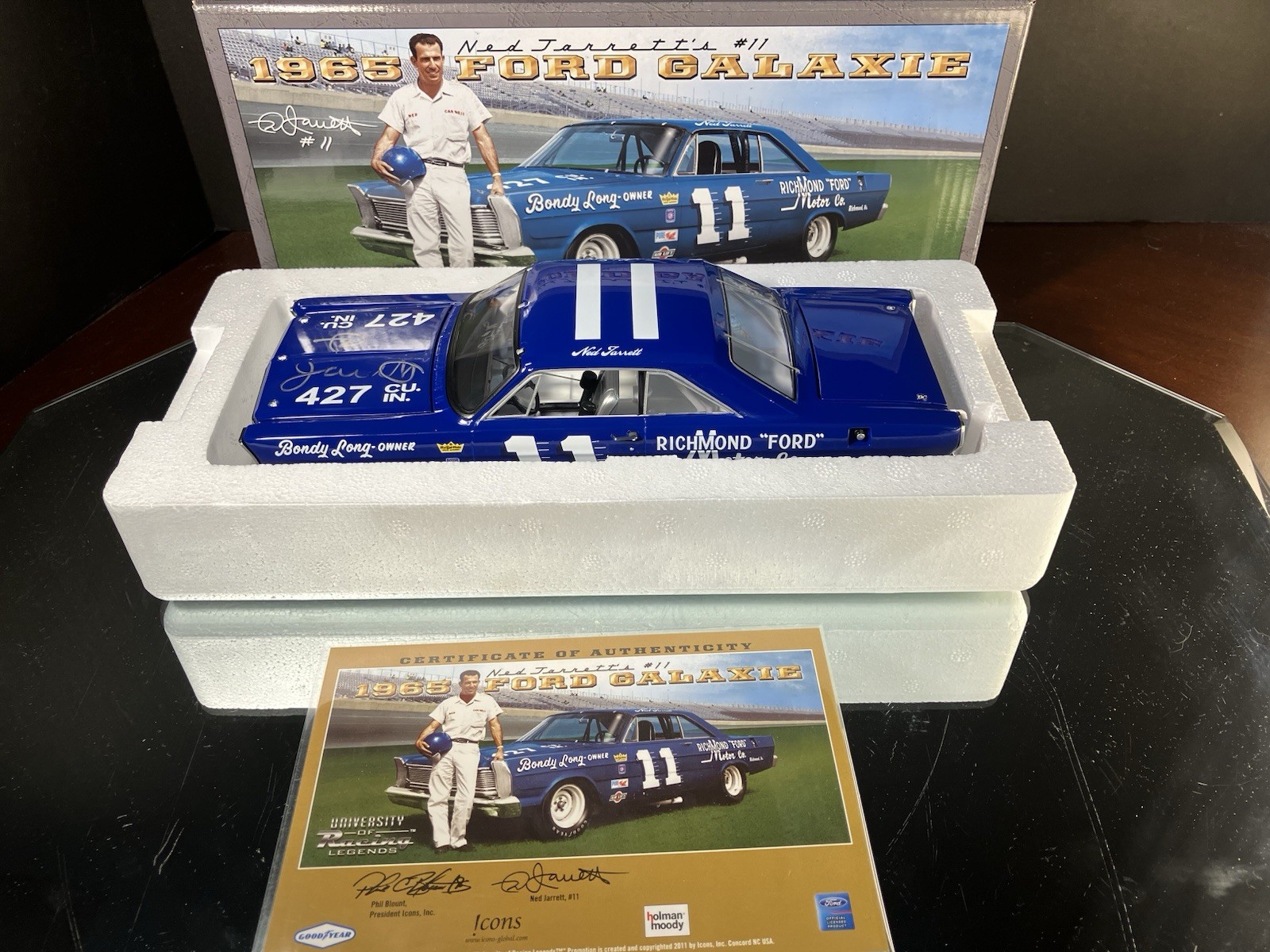 Ned Jarrett #11 Richmond Ford Motor Co. Autographed 1965 Ford Galaxie 1:24 UOR