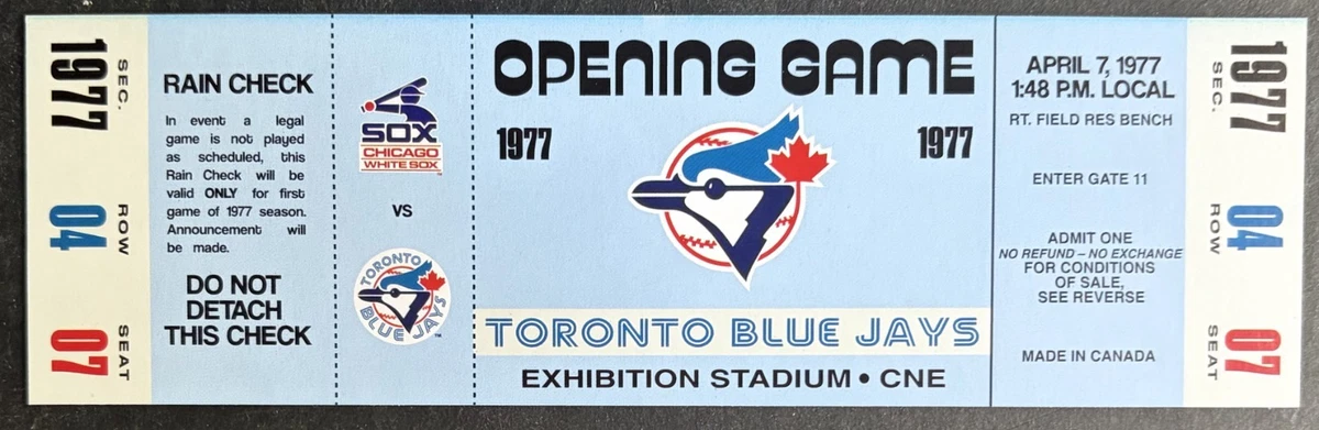 Toronto Blue Jays Baseball 1977 Vintage Sports Ticket Stubs for