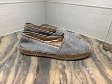 Karl Lagerfeld Alaine Gray Blue Suede Slip On Flat Espadrille Shoes Size 8