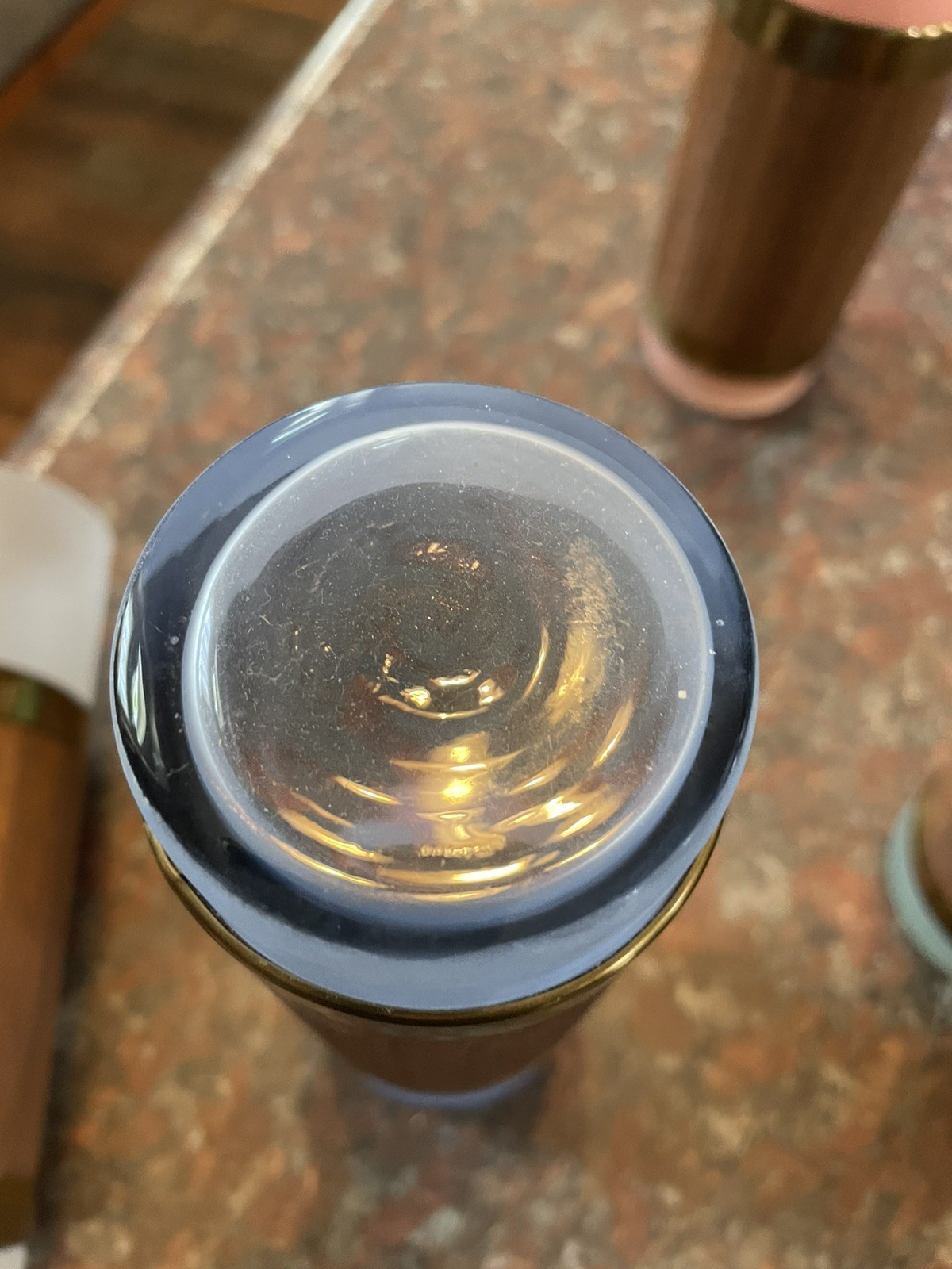 Vintage Set 6 Colorful Tiki Drinking Glasses W/ Walnut Wood Grip And Gold Trim