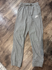 Nike Boys Gray Jogger Pants Standard Fit XL Cotton Knit Elastic Waist Logo
