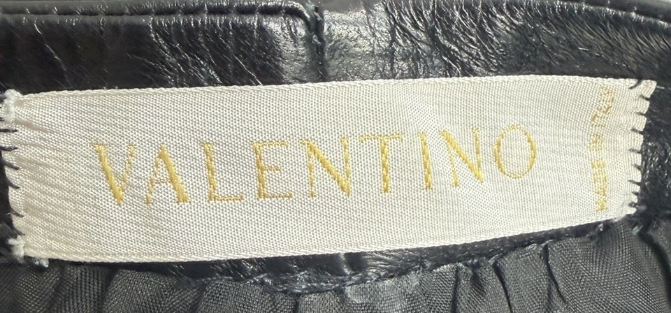 Falda cintura elástica Valentino vintage de cuero negro con cuentas de vidrio 10 Foto 3 de 4