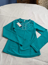NWT Cabana Life Girls Aqua Blue UPF Rash Guard Top Size 14 New