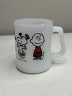 VTG Federal Glass Peanuts Snoopy & Charlie Brown Lucy 1965 Milk Glass Coffee Mug