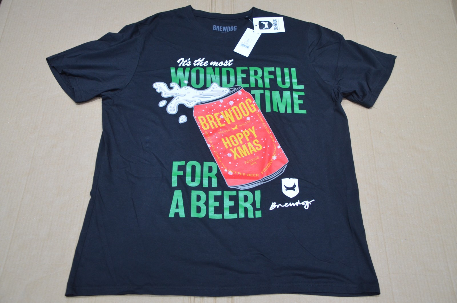 Brewdog 'Hoppy Xmas' Black Christmas T-Shirt XL X-Large 45-47"" 114-119cm BNWT