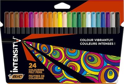 BIC Kids Visa Colouring 4-Blade Felt Pens - Assorted Colours, Pack of 24 - Sprin