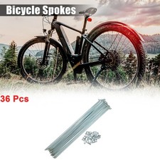 36 Pcs 14G J Bend 244mm x 2mm Bicycle Bike Spokes with Nipples Steel Silver Tone