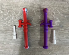 Wax Gun Shaped Silicone  Pipe Collector Straw Dabbing Set 2x deal