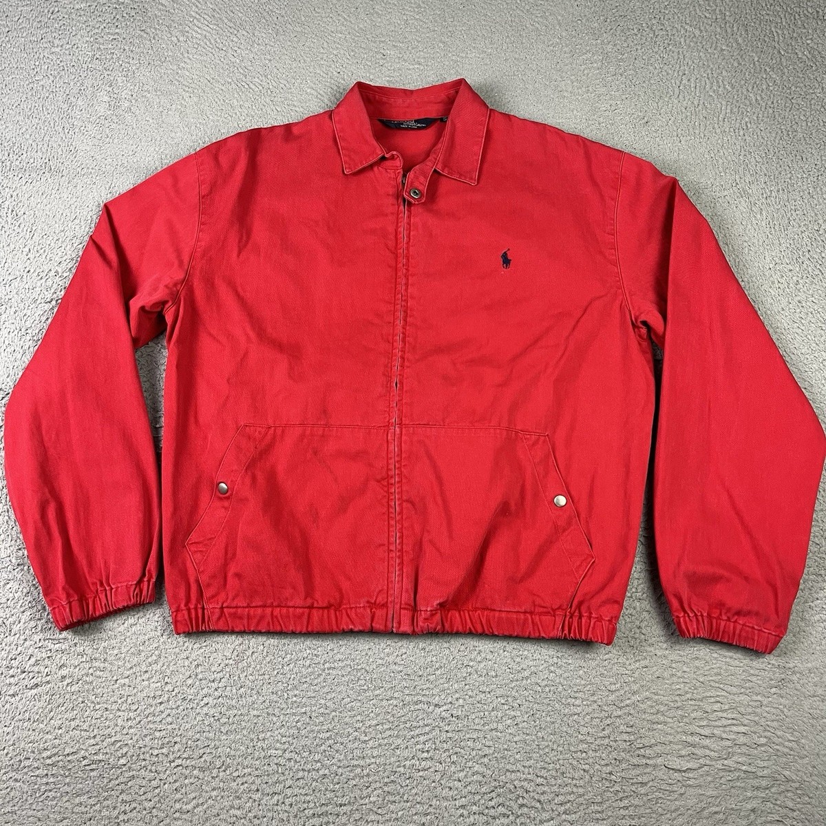 Vintage Polo Ralph Lauren Harrington Jacket Mens Small Red Canvas