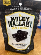 SIX BAGS Wiley Wallaby Black Australian Style Soft Licorice Candy 7.05 OZ
