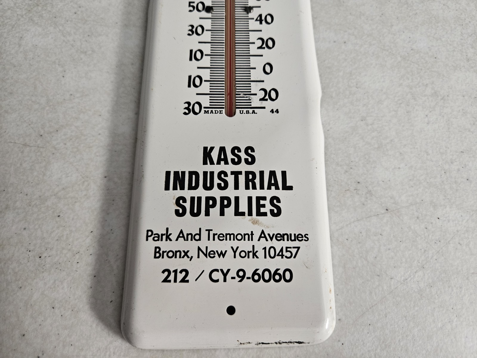 Vtg Buildex Itasca Illinois Tool Works Kass Industrial Bronx Metal Thermometer