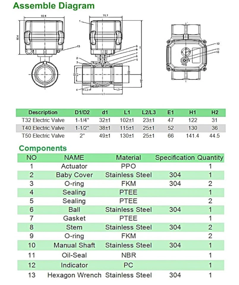 NPT 2'' Motorized Ball Valve DC24V Electrical Ball Valve CR201 A150-T50-S2-B - Image 4 of 4