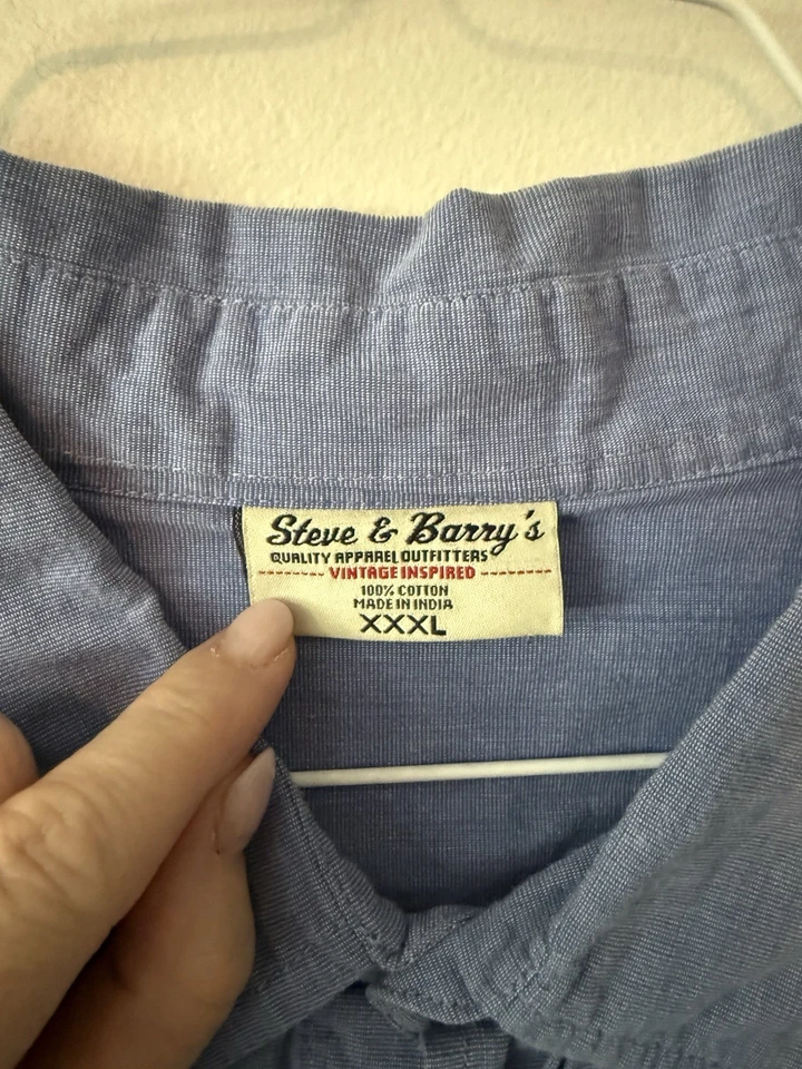 Camisa abotonada de inspiración vintage de Steve & Barry's manga larga para hombre 3X Foto 2 de 4