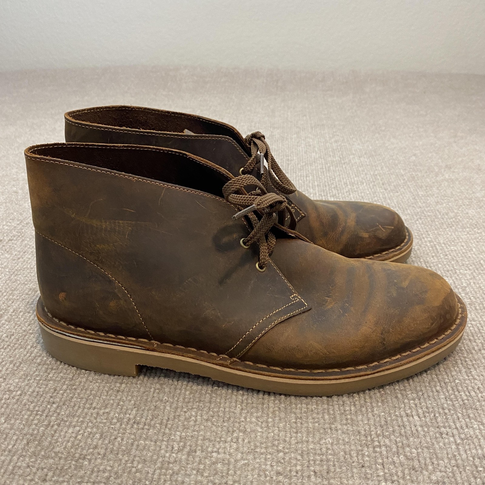 Clarks Boots Mens Size 10 Brown Leather Desert Chukka Ankle Casual Comfort