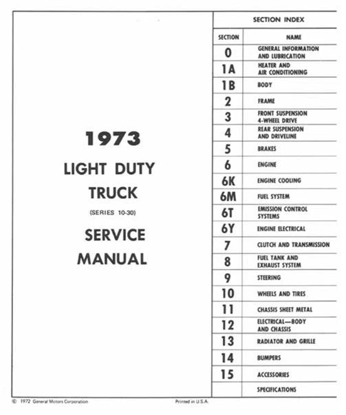 ORIGINAL 1973 Chevy Truck Shop Manual Pickup Blazer Suburban Van Repair Service - Image 2 of 2