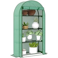Outsunny 4 Tier Mini Greenhouse with Reinforced PE Cover, Green