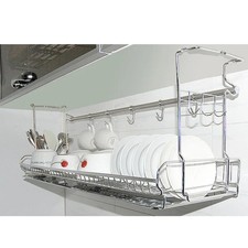 Espacio de acero inoxidable debajo del estante estante estante de secado de platos escurridor secadora bandeja de almacenamiento