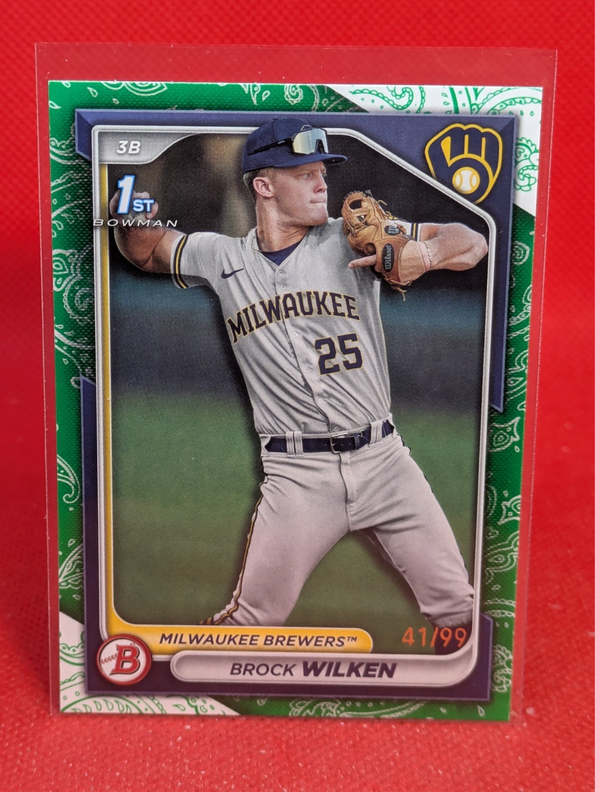 2024 Bowman 1st Brock Wilken Green 41/99 Milwaukee Brewers #BP-86