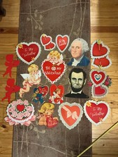 die cut decorations lot of 17 vintage Valentines Day, Dennison, Eureka, Biestle