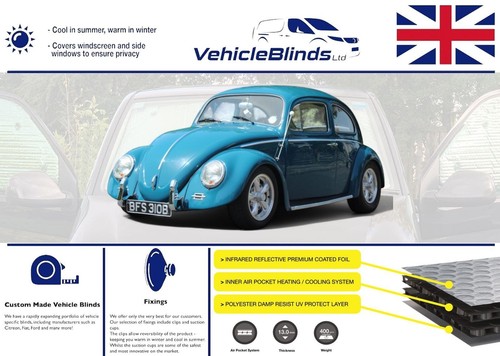 Thermal Blinds For Volkswagen Beetle (1964-Now) 3 Door CAMO - Picture 1 of 13