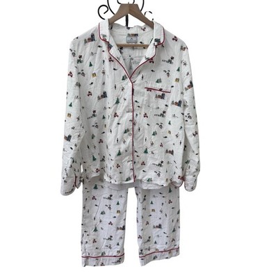 Petite Plume Pajama Set Medium White Christmas in the City Cotton Flannel 2pc
