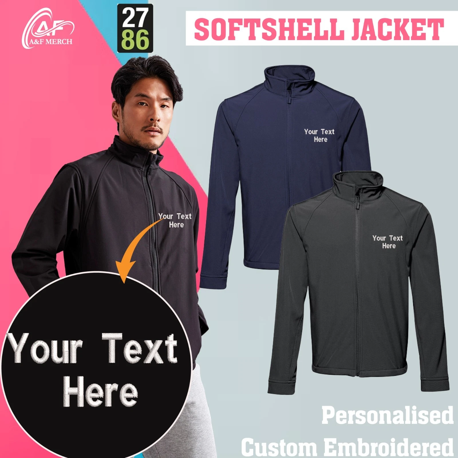 Personalised Embroidered Softshell Jacket Windproof Workwear TS012