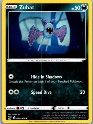 2021 Sword & Shield Battle Styles Zubat Asako Ito Crochet Art 089/163 Pokemon NM
