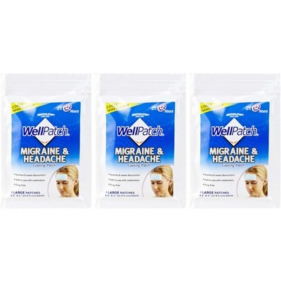 3 Pack Well Patch Cooling Headache Pads Migraine 4 In A Box Lasts Up To 8 Hours