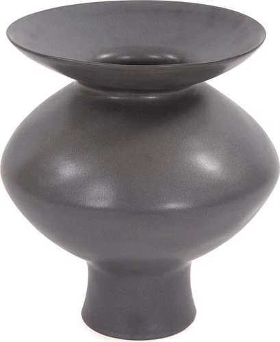 Modern Graphite Ceramic Flared Vase for Elegant Decor - Picture 2 of 3