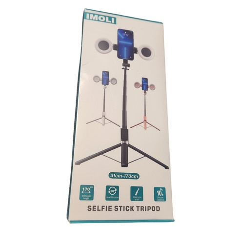 Trípode Selfie Stick ROSA con luz de relleno Bluetooth control remoto - Imagen 2 de 3