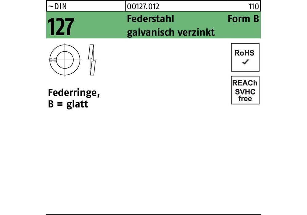 Рейхерное кольцо DIN 127 B 20 Federstahl galvanisch verzinkt
