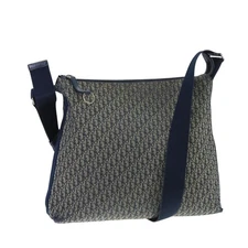 Christian Dior Trotter Canvas Shoulder Bag Navy Auth mr790