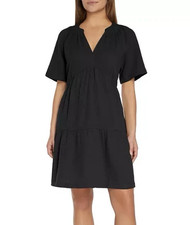 Gap Womens Gauze Tiered Dress Black Size M
